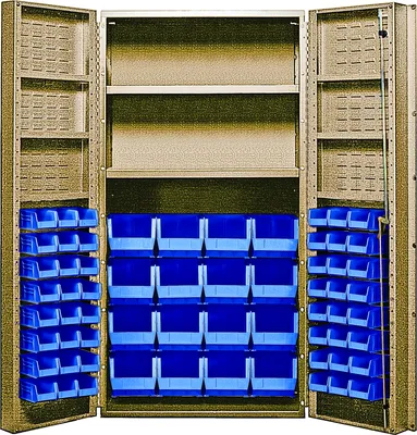 Quantum QSC-BG-32-2S-6DSBL Heavy-Duty 36" Bin Cabinet, 36"W x 24"D x 72"H, 800 lb capacity, Beige