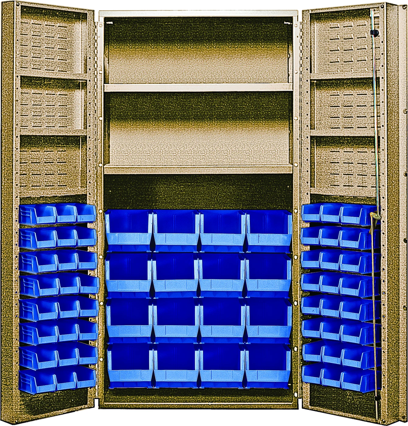 Quantum QSC-BG-32-2S-6DSBL Heavy-Duty 36" Bin Cabinet, 36"W x 24"D x 72"H, 800 lb capacity, Beige