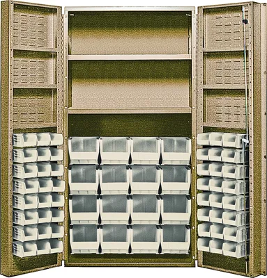 Quantum QSC-BG-32-2S-6DSIV Heavy-Duty 36" Bin Cabinet, 36"W x 24"D x 72"H, 800 lb capacity, Beige