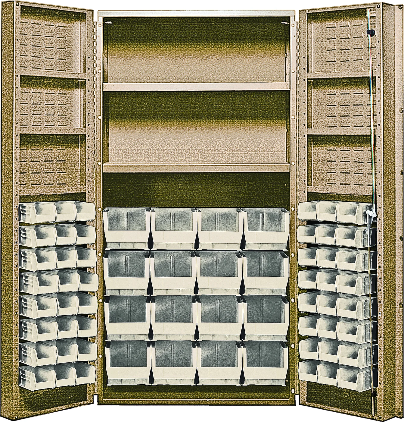 Quantum QSC-BG-32-2S-6DSIV Heavy-Duty 36" Bin Cabinet, 36"W x 24"D x 72"H, 800 lb capacity, Beige