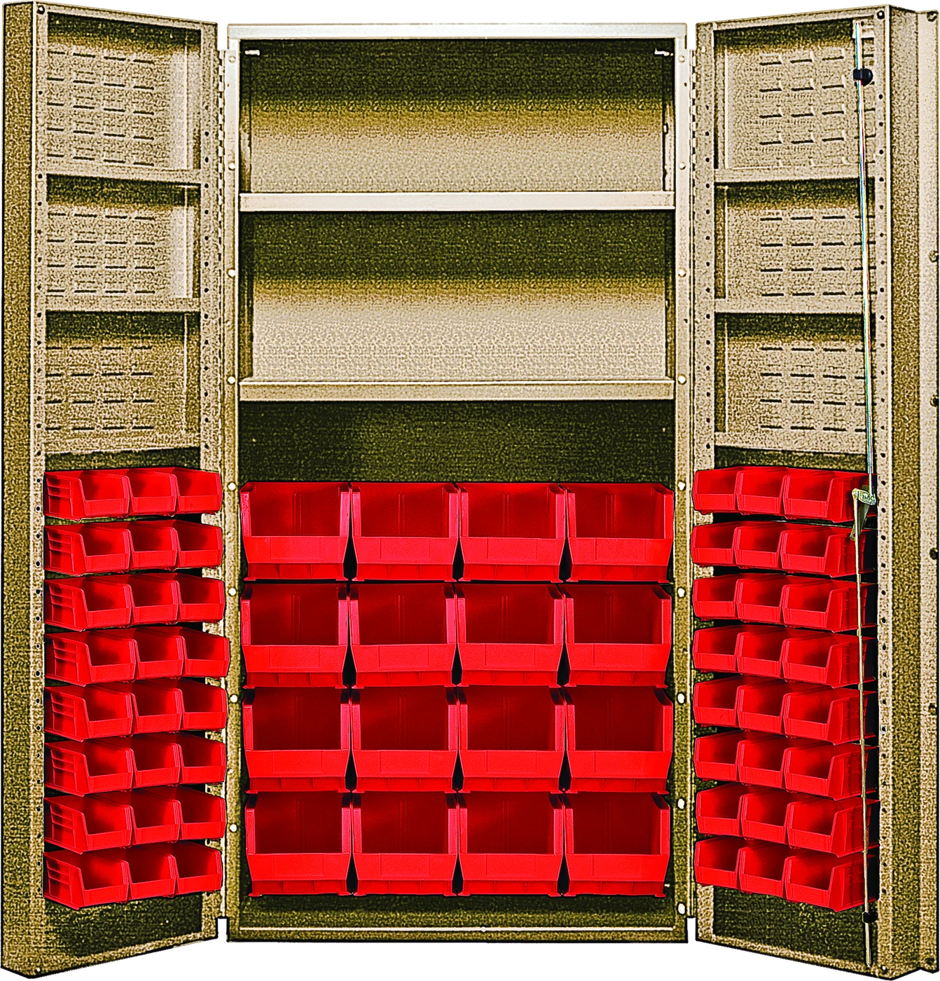 Quantum QSC-BG-64-2S-6DSRD Heavy-Duty 36" Bin Cabinet, 36"W x 24"D x 72"H, 800 lb capacity, Beige