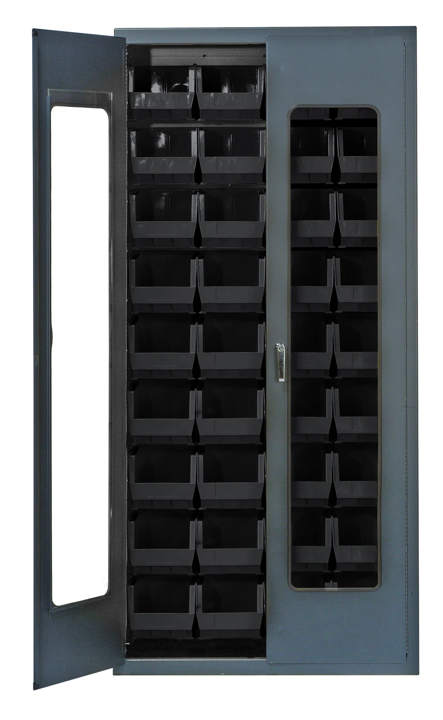 Quantum QSC-C240BK Heavy-Duty 36" Bin Cabinet, 36"W x 18"D x 78"H, Gray
