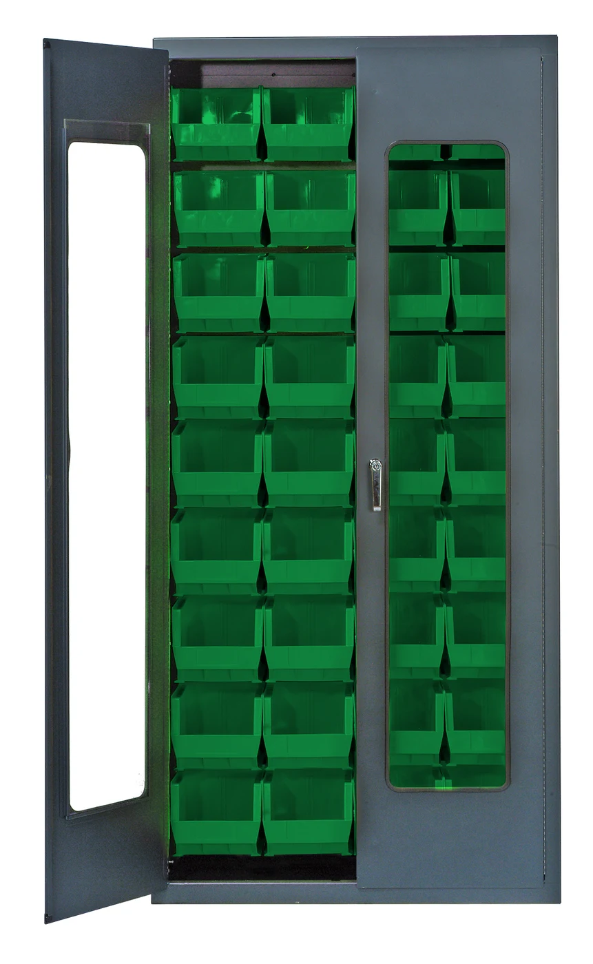 Quantum QSC-C240GN Heavy-Duty 36" Bin Cabinet, 36"W x 18"D x 78"H, Gray