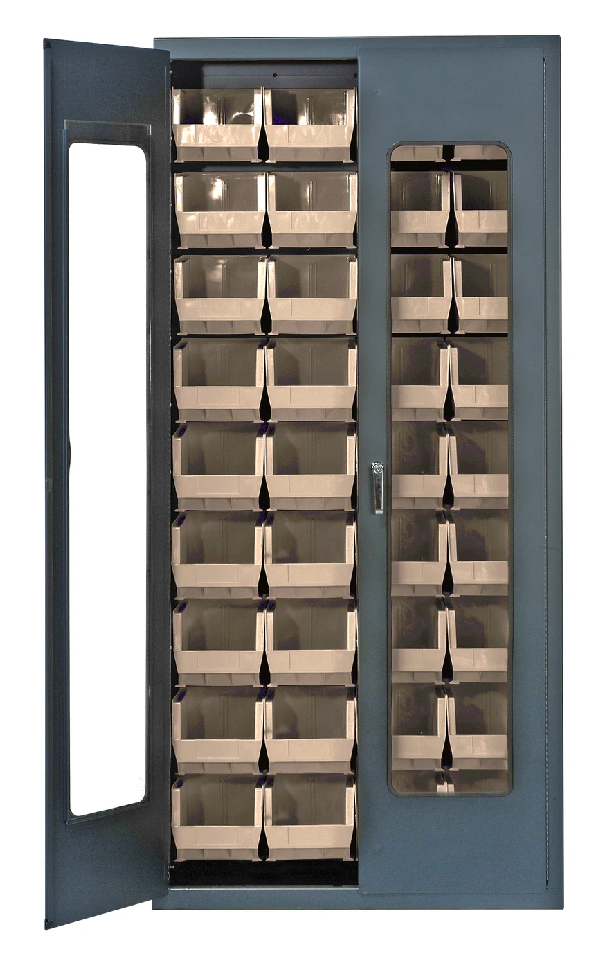 Quantum QSC-C240CL Heavy-Duty 36" Bin Cabinet, 36"W x 18"D x 78"H, Gray