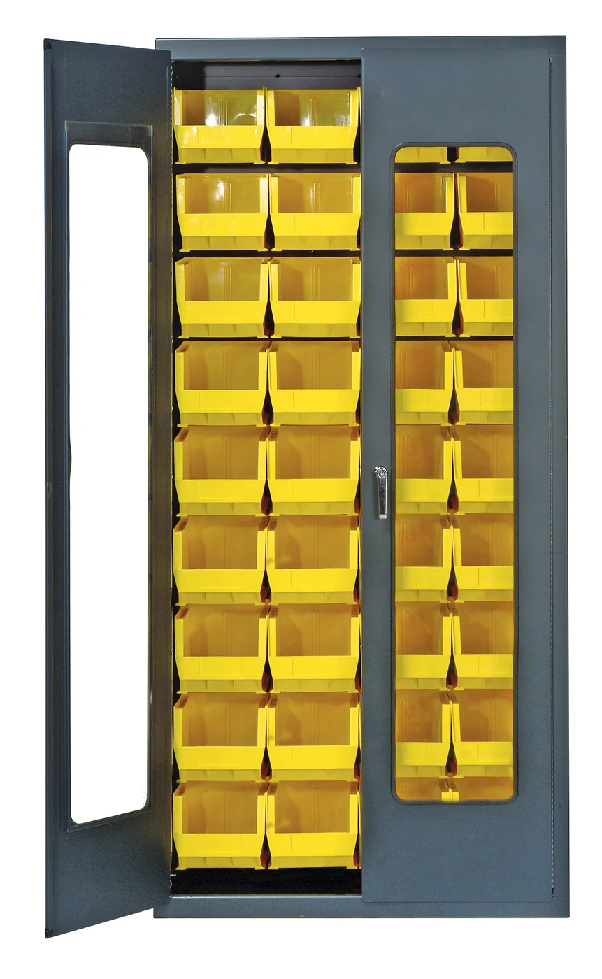 Quantum QSC-C240YL Heavy-Duty 36" Bin Cabinet, 36"W x 18"D x 78"H, Gray