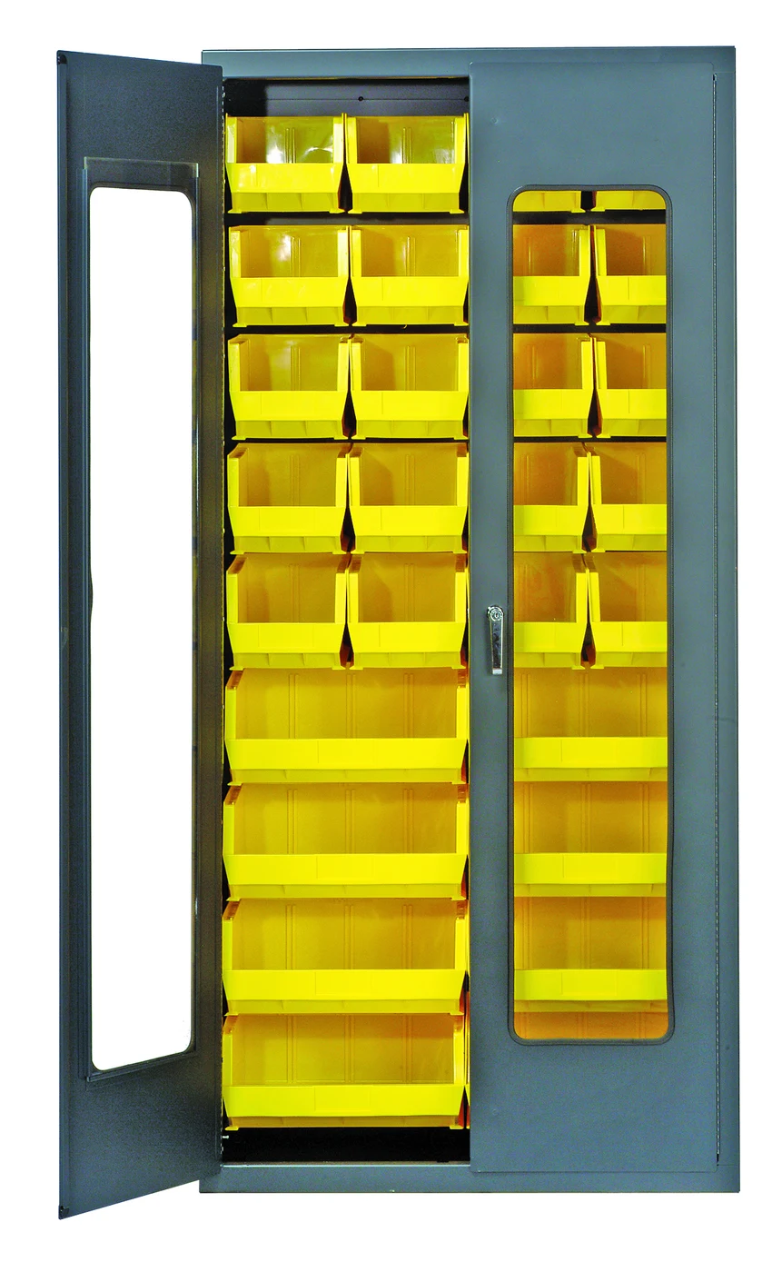 Quantum QSC-C240250YL Heavy-Duty 36" Bin Cabinet, 36"W x 18"D x 78"H, Gray