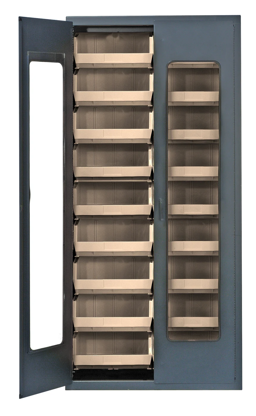 Quantum QSC-C250IV Heavy-Duty 36" Bin Cabinet, 36"W x 18"D x 78"H, Gray