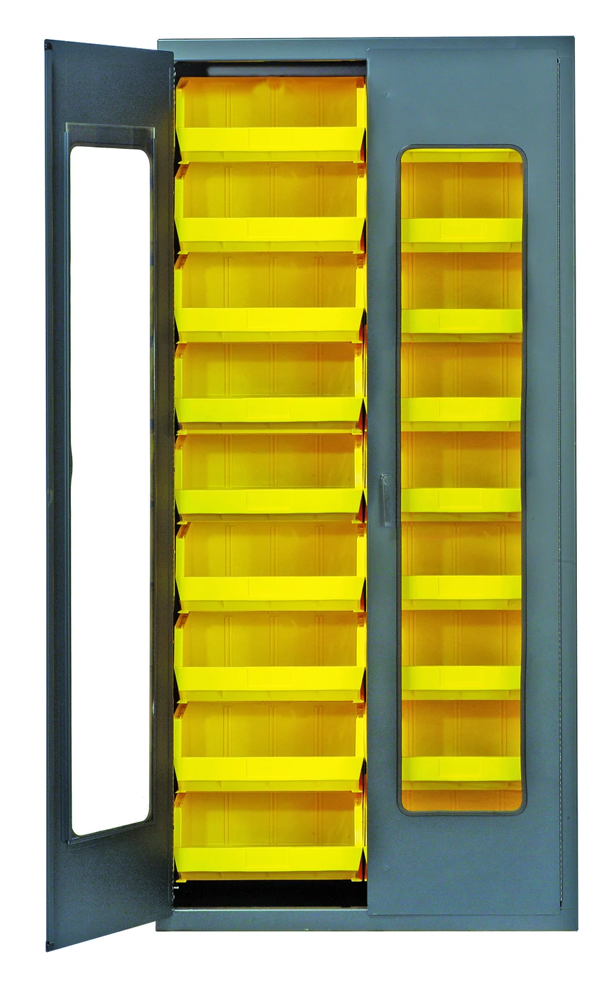 Quantum QSC-C250YL Heavy-Duty 36" Bin Cabinet, 36"W x 18"D x 78"H, Gray