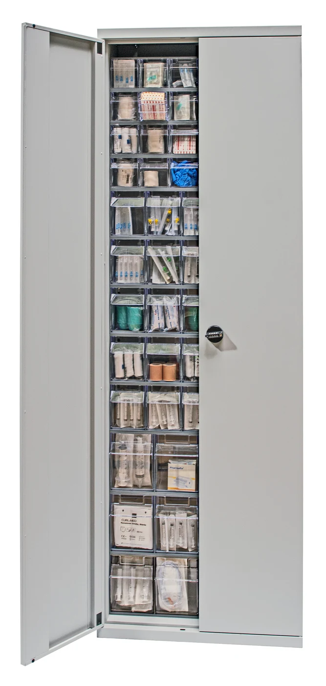 Quantum QSC-QTB79-61 Tip Out Bin Cabinet, 26-1/4"W x 10"D x 79-1/2"H, Gray