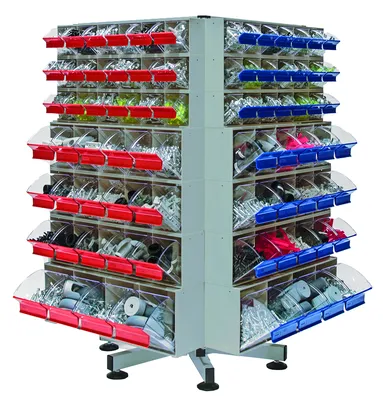 Quantum QTB-SPIN148 Tip Out Bin Spinner, 37"W x 48"H, 700 lb capacity, Gray — in use