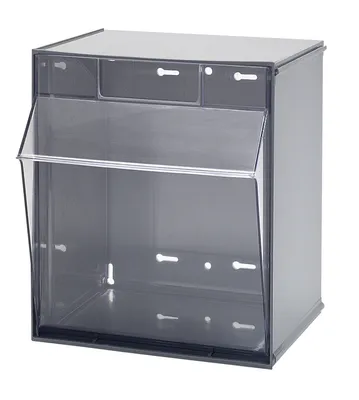 Quantum QTB301GY Tip Out Bin, 11-13/16"W x 11-3/4"D x 13-7/8"H, Gray/Crystal