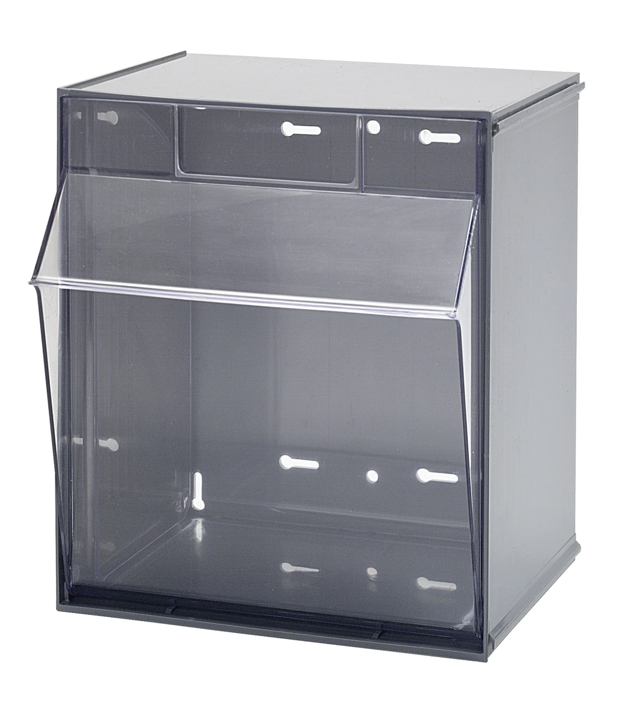 Quantum QTB301GY Tip Out Bin, 11-13/16"W x 11-3/4"D x 13-7/8"H, Gray/Crystal