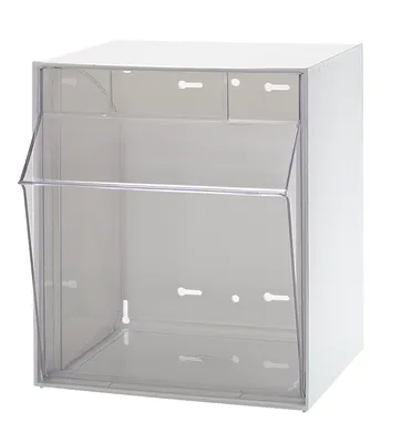 Quantum QTB301WT Tip Out Bin, 11-13/16"W x 11-3/4"D x 13-7/8"H, White/Crystal