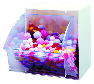 Quantum QTB301WT Tip Out Bin, 11-13/16"W x 11-3/4"D x 13-7/8"H, White/Crystal — in use