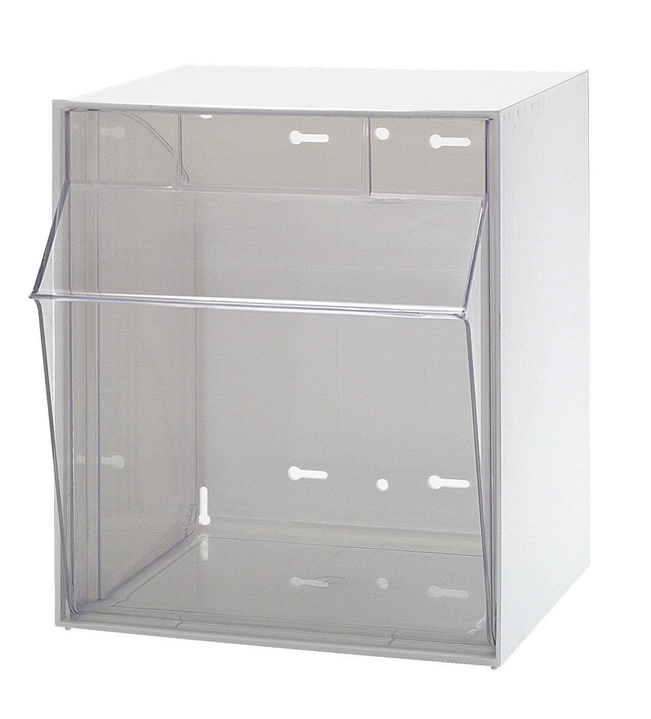 Quantum QTB301WT Tip Out Bin, 11-13/16"W x 11-3/4"D x 13-7/8"H, White/Crystal