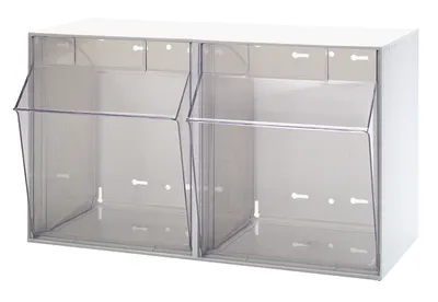 Quantum QTB302WT Tip Out Bin, 23-5/8"W x 11-3/4"D x 13-7/8"H, White/Crystal