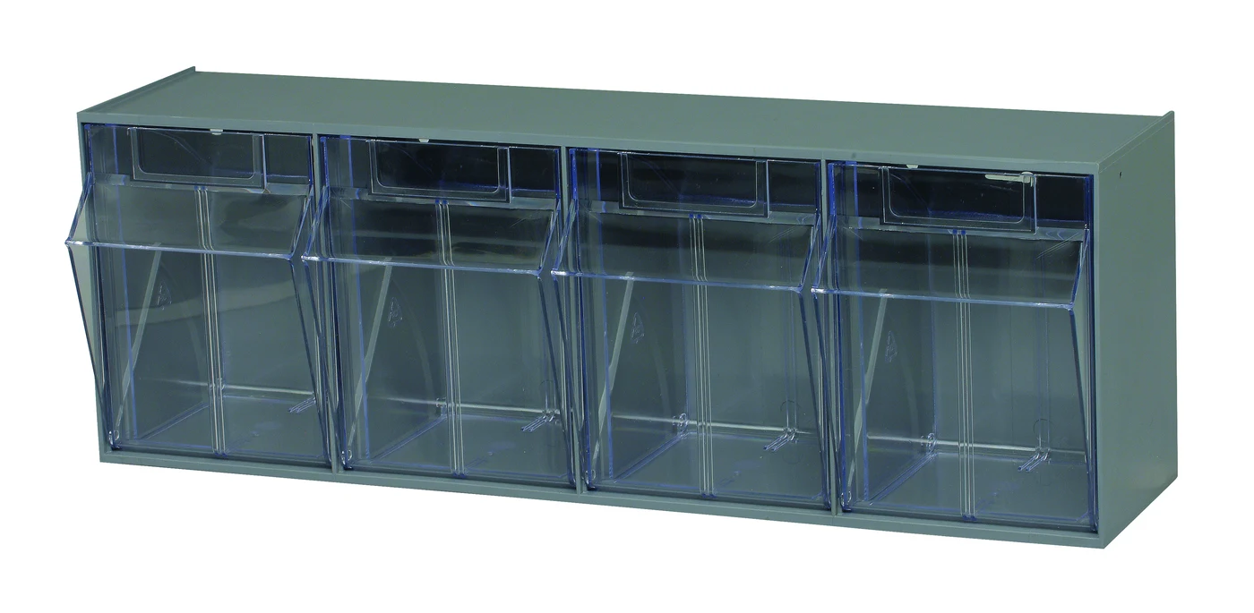 Quantum QTB304GY Tip Out Bin, 23-5/8"W x 6-5/8"D x 8-1/8"H, Gray/Crystal
