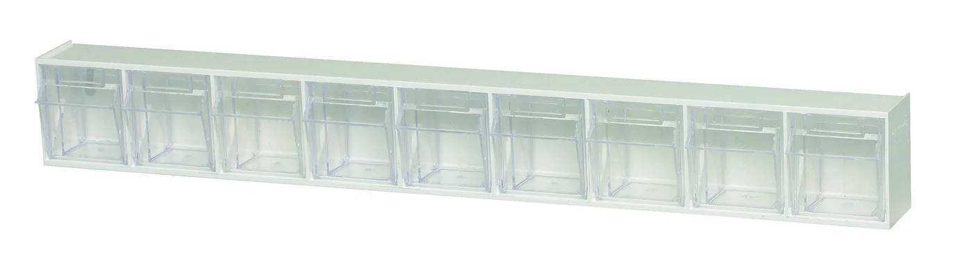 Quantum QTB309WT Tip Out Bin, 23-5/8"W x 2-1/2"D x 3-1/8"H, White/Crystal