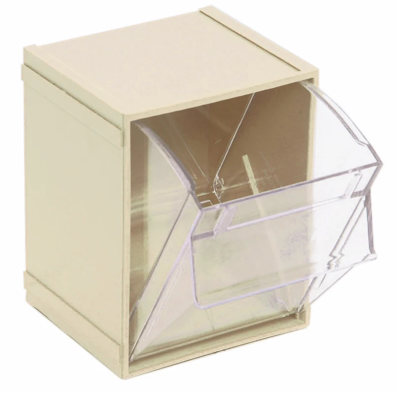 Quantum QTB405IV Tip Out Bin, 4-3/4"W x 5-1/4"D x 6-1/4"H, Ivory/Crystal
