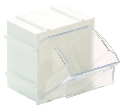 Quantum QTB409WTCS Tip Out Bin, 2-13/16"W x 2-3/8"D x 3"H, White/Crystal, Case of 9
