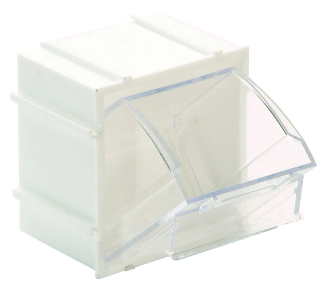 Quantum QTB409WTCS Tip Out Bin, 2-13/16"W x 2-3/8"D x 3"H, White/Crystal, Case of 9