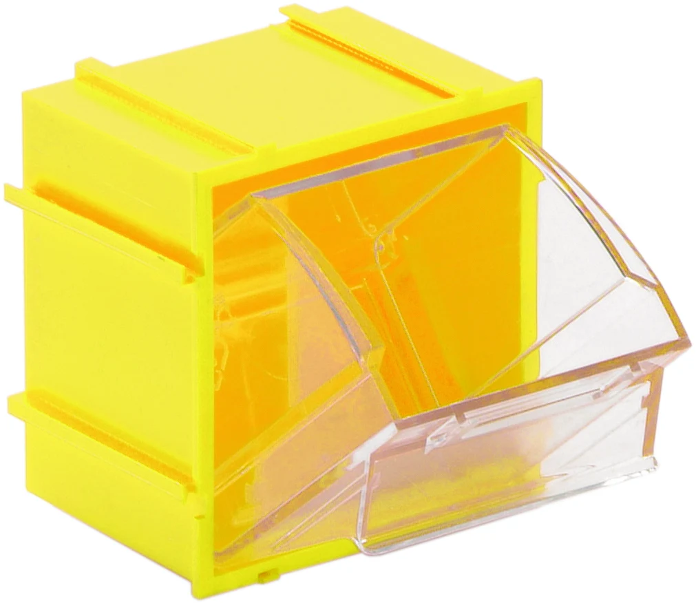 Quantum QTB409YLCS Tip Out Bin, 2-13/16"W x 2-3/8"D x 3"H, Yellow/Crystal, Case of 9