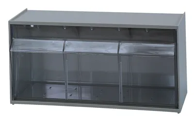Quantum QTB410GY Dividable Tip Out Bin, 11-7/8"W x 5-1/4"D x 5-15/16"H, Gray/Crystal