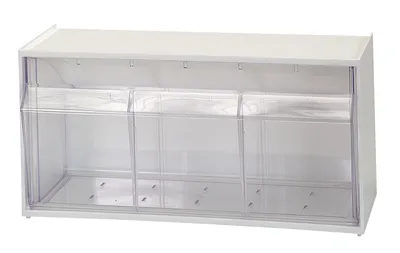 Quantum QTB410WT Dividable Tip Out Bin, 11-7/8"W x 5-1/4"D x 5-15/16"H, White/Crystal