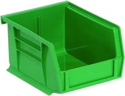 Quantum QUS210GNCS Stack & Hang Bin, 4-1/8"W x 5-3/8"D x 3"H, 15 lb capacity, Green, Case of 24