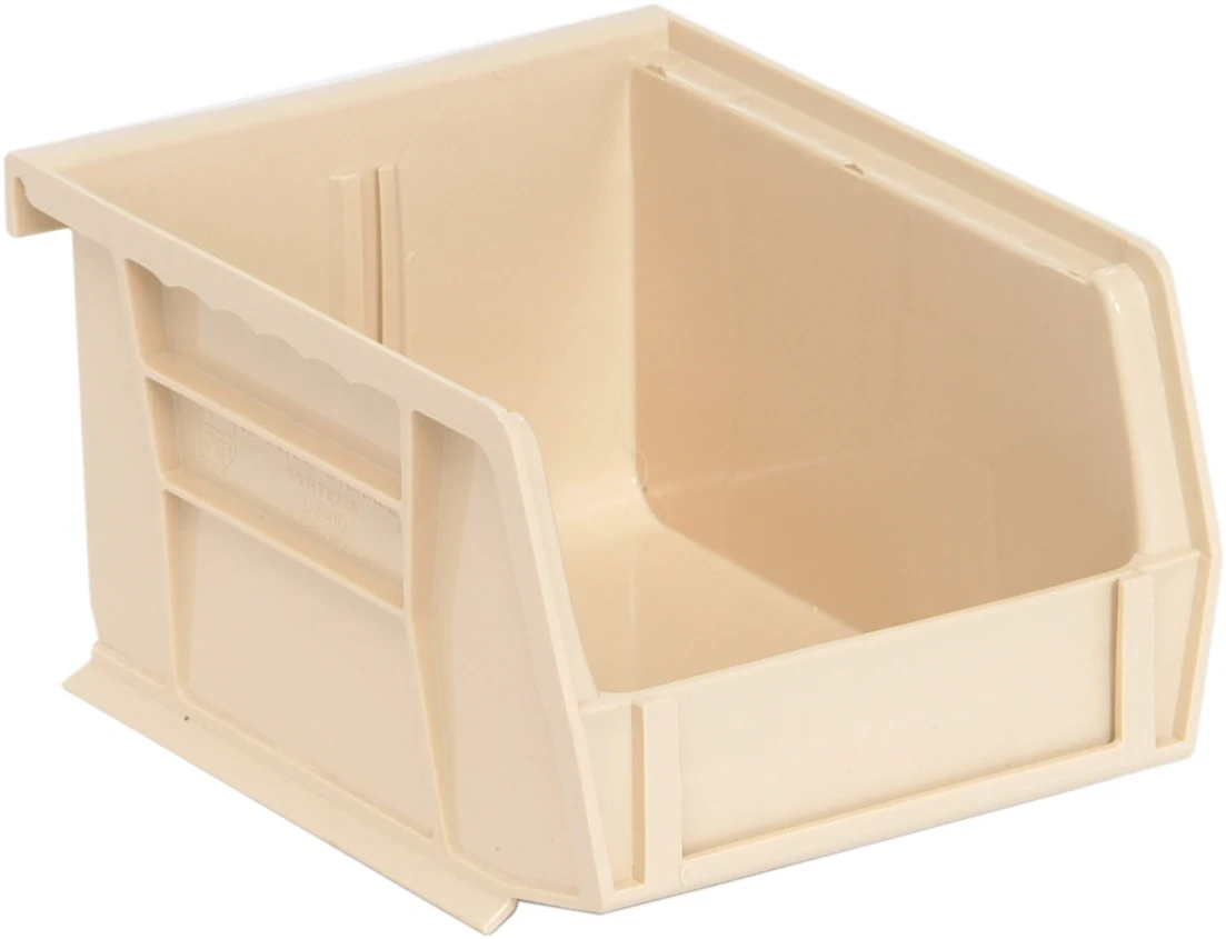 Quantum QUS210IVCS Stack & Hang Bin, 4-1/8"W x 5-3/8"D x 3"H, 15 lb capacity, Ivory, Case of 24