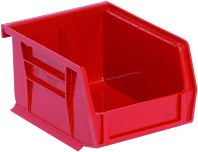 Quantum QUS210RDCS Stack & Hang Bin, 4-1/8"W x 5-3/8"D x 3"H, 15 lb capacity, Red, Case of 24
