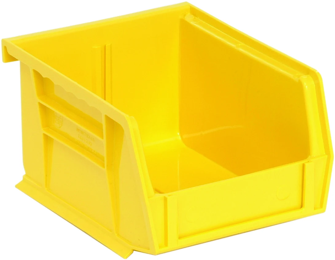 Quantum QUS210YLCS Stack & Hang Bin, 4-1/8"W x 5-3/8"D x 3"H, 15 lb capacity, Yellow, Case of 24