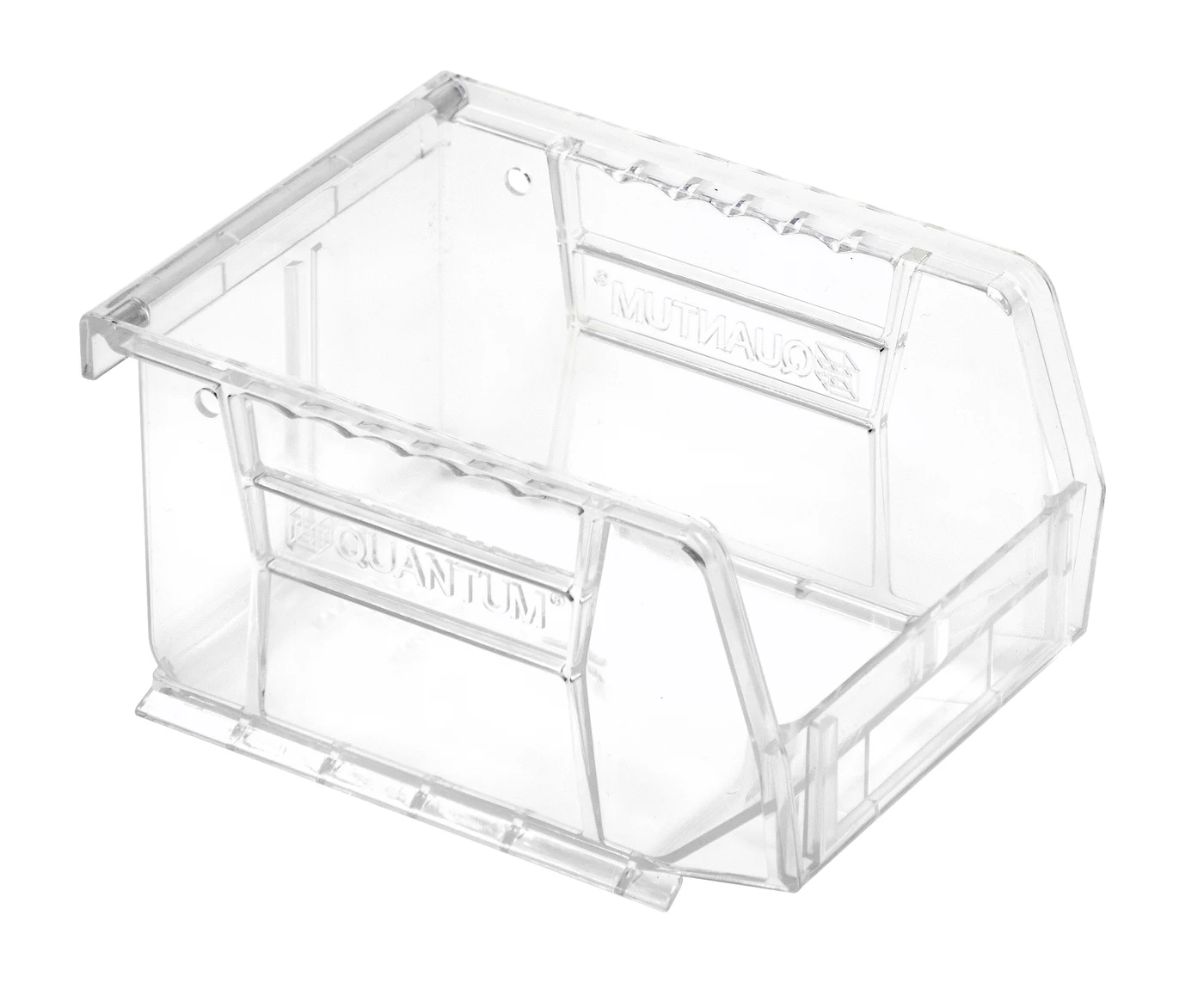 Quantum QUS210CCCS Stack & Hang Bin, 4-1/8"W x 5-3/8"D x 3"H, 15 lb capacity, Crystal Clear, Case of 24