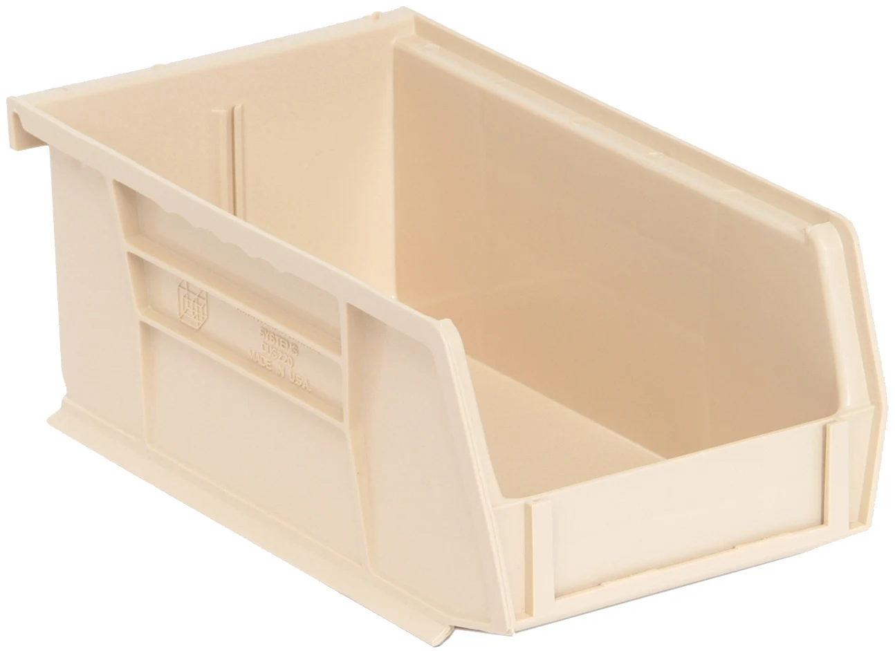 Quantum QUS220IVCS Stack & Hang Bin, 4-1/8"W x 7-3/8"D x 3"H, 15 lb capacity, Ivory, Case of 24