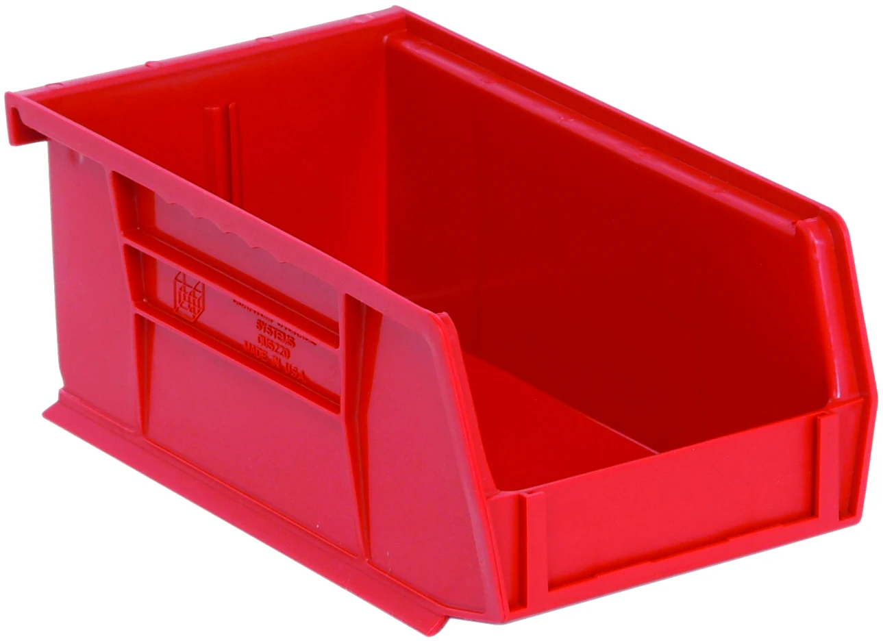 Quantum QUS220RDCS Stack & Hang Bin, 4-1/8"W x 7-3/8"D x 3"H, 15 lb capacity, Red, Case of 24