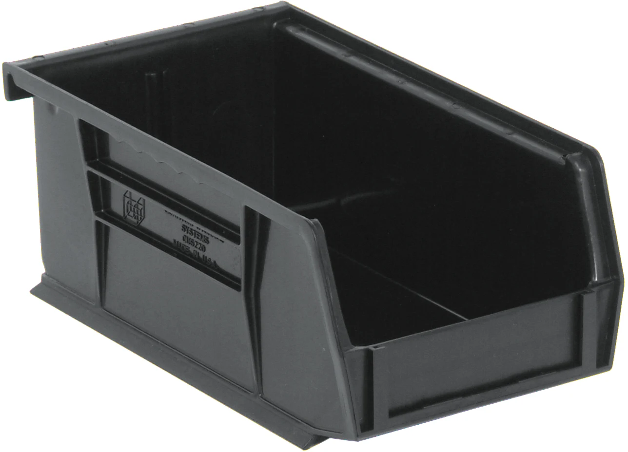 Quantum QUS220COCS Stack & Hang Bin, 4-1/8"W x 7-3/8"D x 3"H, 15 lb capacity, Black, Case of 24