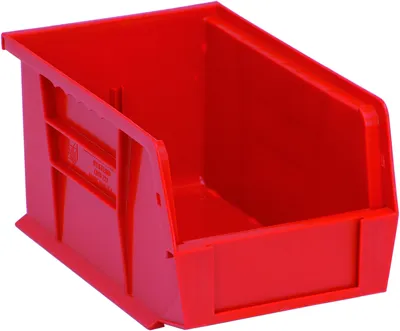 Quantum QUS221RDCS Stack & Hang Bin, 6"W x 9-1/4"D x 5"H, 25 lb capacity, Red, Case of 12