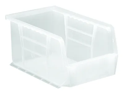 Quantum QUS221CLCS Stack & Hang Bin, 6"W x 9-1/4"D x 5"H, 25 lb capacity, Clear, Case of 12
