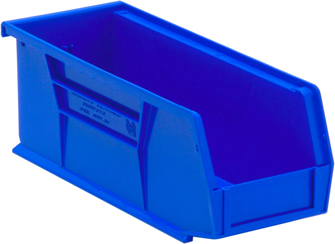 Quantum QUS224BLCS Stack & Hang Bin, 4-1/8"W x 10-7/8"D x 4"H, 35 lb capacity, Blue, Case of 12