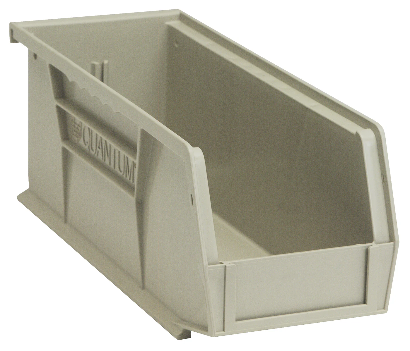 Quantum QUS224SNCS Stack & Hang Bin, 4-1/8"W x 10-7/8"D x 4"H, 35 lb capacity, Stone, Case of 12