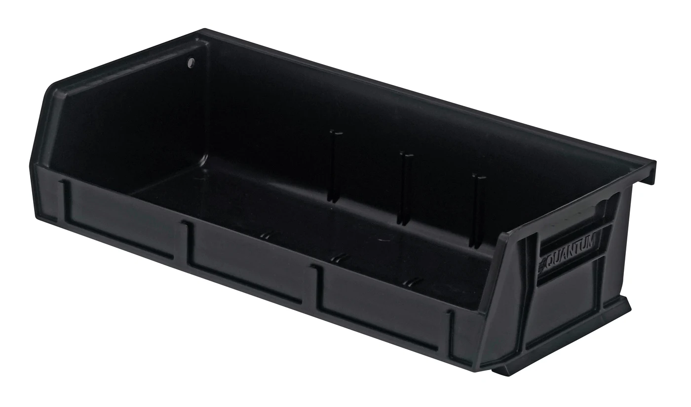 Quantum QUS232BKCS Stack & Hang Bin, 11"W x 5-3/8"D x 3"H, 35 lb capacity, Black, Case of 8
