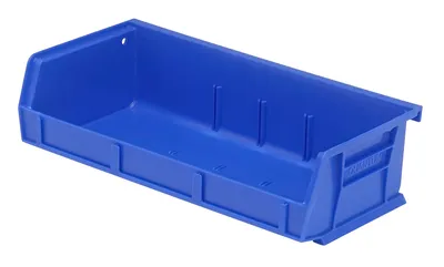 Quantum QUS232BLCS Stack & Hang Bin, 11"W x 5-3/8"D x 3"H, 35 lb capacity, Blue, Case of 8