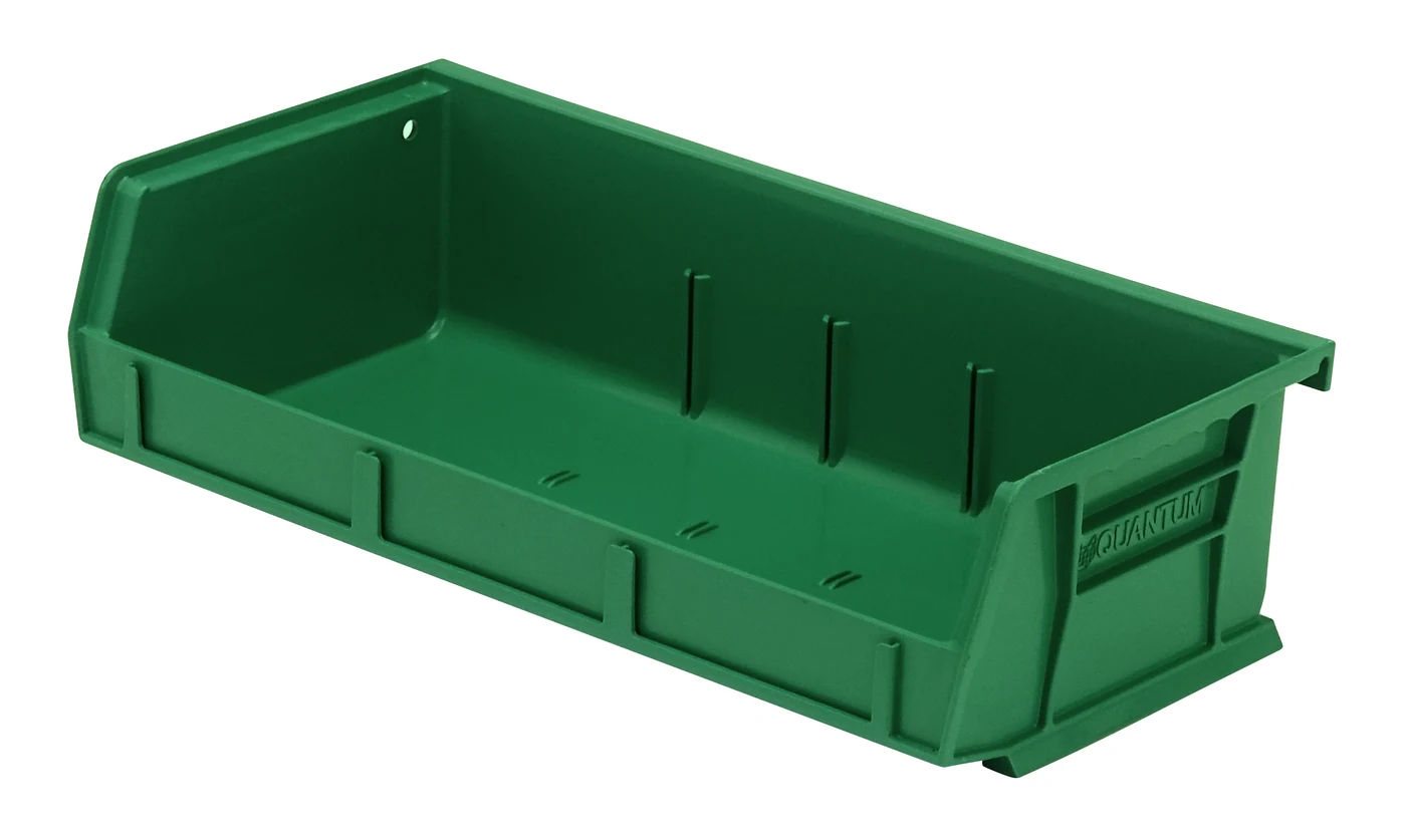 Quantum QUS232GNCS Stack & Hang Bin, 11"W x 5-3/8"D x 3"H, 35 lb capacity, Green, Case of 8