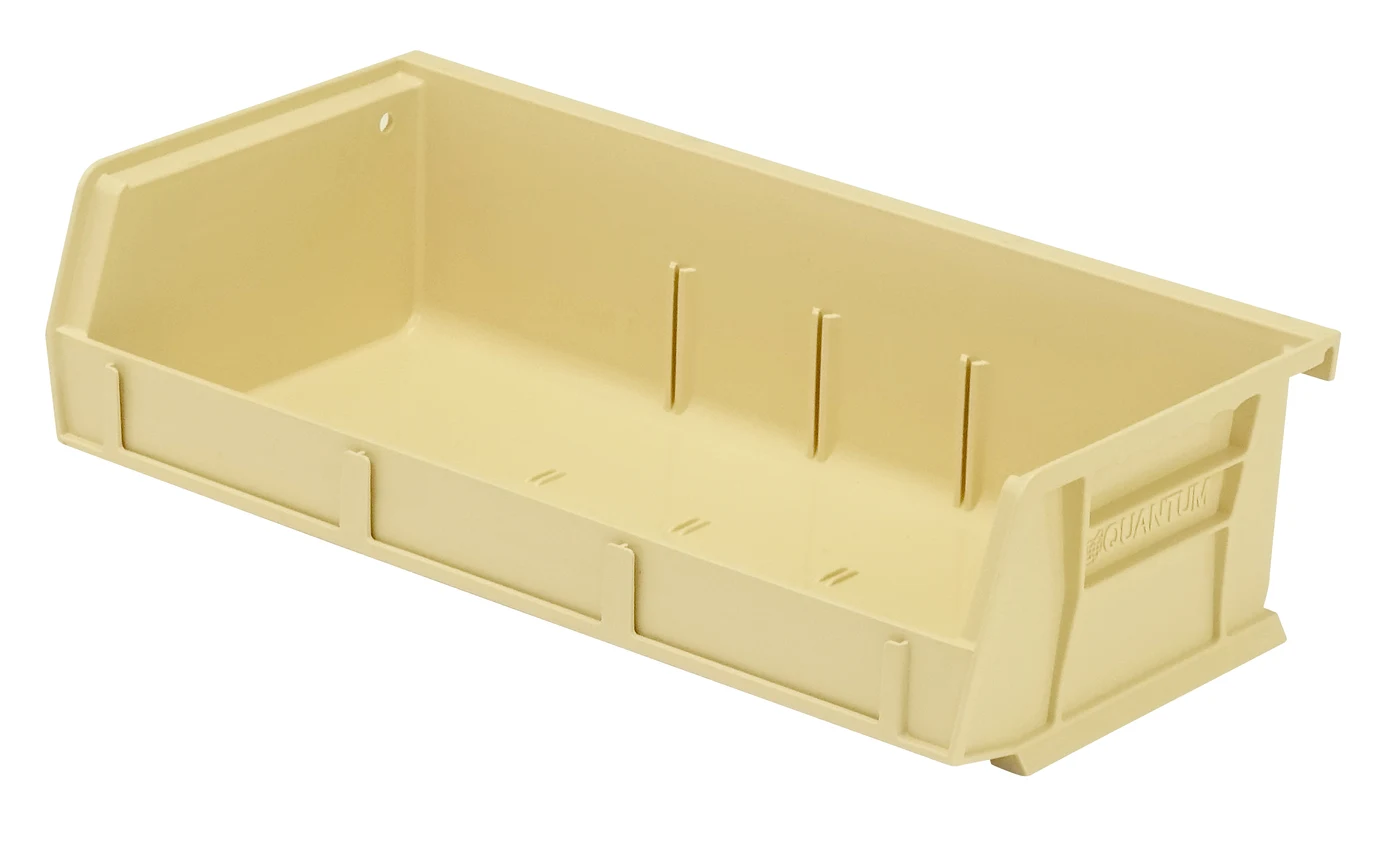 Quantum QUS232IVCS Stack & Hang Bin, 11"W x 5-3/8"D x 3"H, 35 lb capacity, Ivory, Case of 8