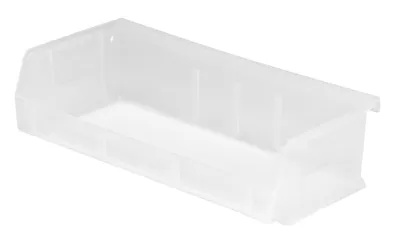 Quantum QUS232CLCS Stack & Hang Bin, 11"W x 5-3/8"D x 3"H, 35 lb capacity, Clear, Case of 8