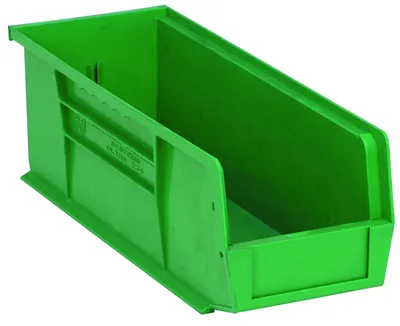 Quantum QUS234GNCS Stack & Hang Bin, 5-1/2"W x 14-3/4"D x 5"H, 55 lb capacity, Green, Case of 12