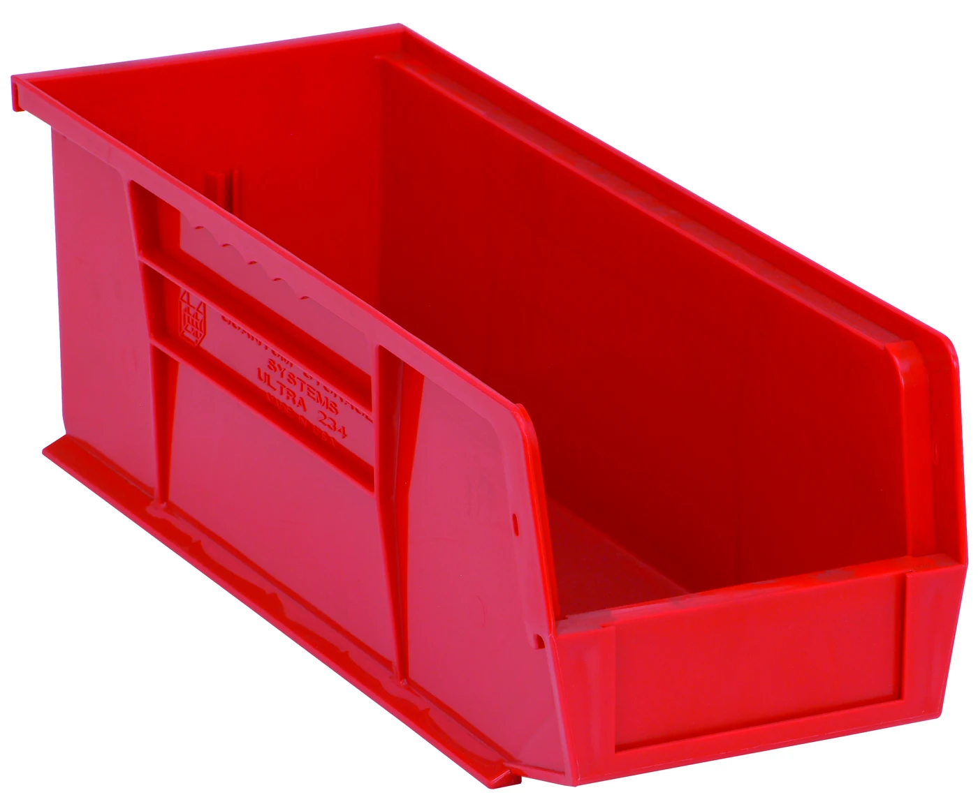 Quantum QUS234RDCS Stack & Hang Bin, 5-1/2"W x 14-3/4"D x 5"H, 55 lb capacity, Red, Case of 12