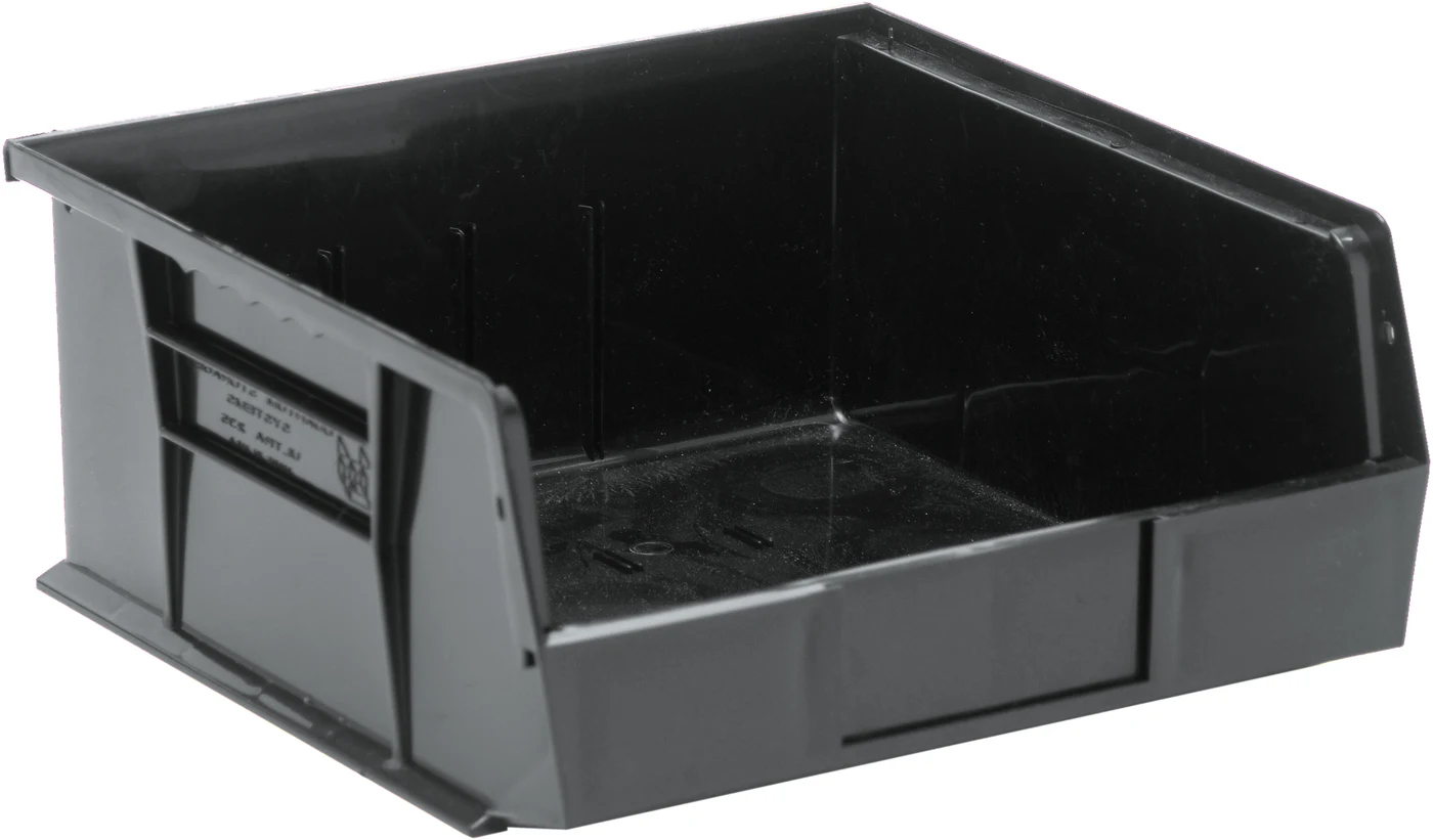 Quantum QUS238BRCS Stack & Hang Bin, 5-1/2"W x 18"D x 5"H, 45 lb capacity, Black, Case of 12