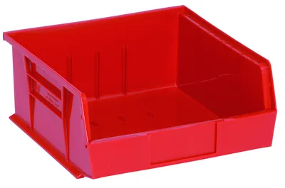 Quantum QUS235RDCS Stack & Hang Bin, 11"W x 10-7/8"D x 5"H, 55 lb capacity, Red, Case of 6