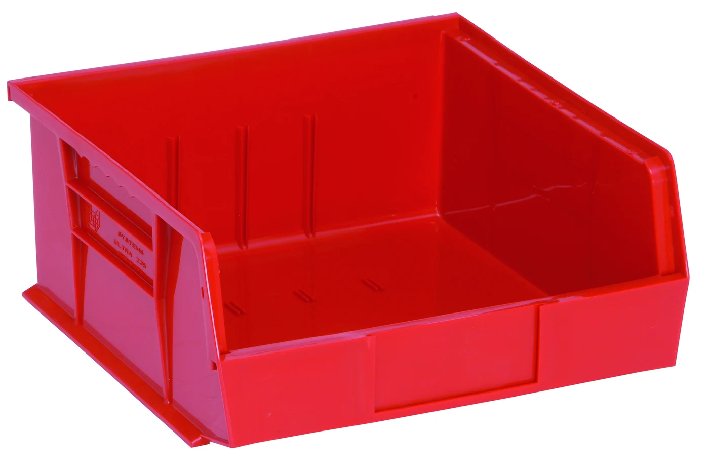 Quantum QUS235RDCS Stack & Hang Bin, 11"W x 10-7/8"D x 5"H, 55 lb capacity, Red, Case of 6